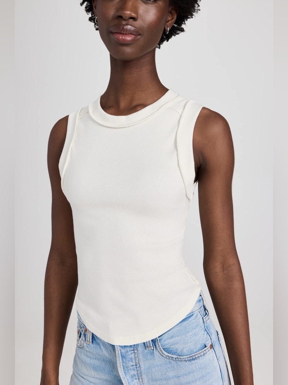 Free People "We The Free" Kate Tee Tank Top White (126)